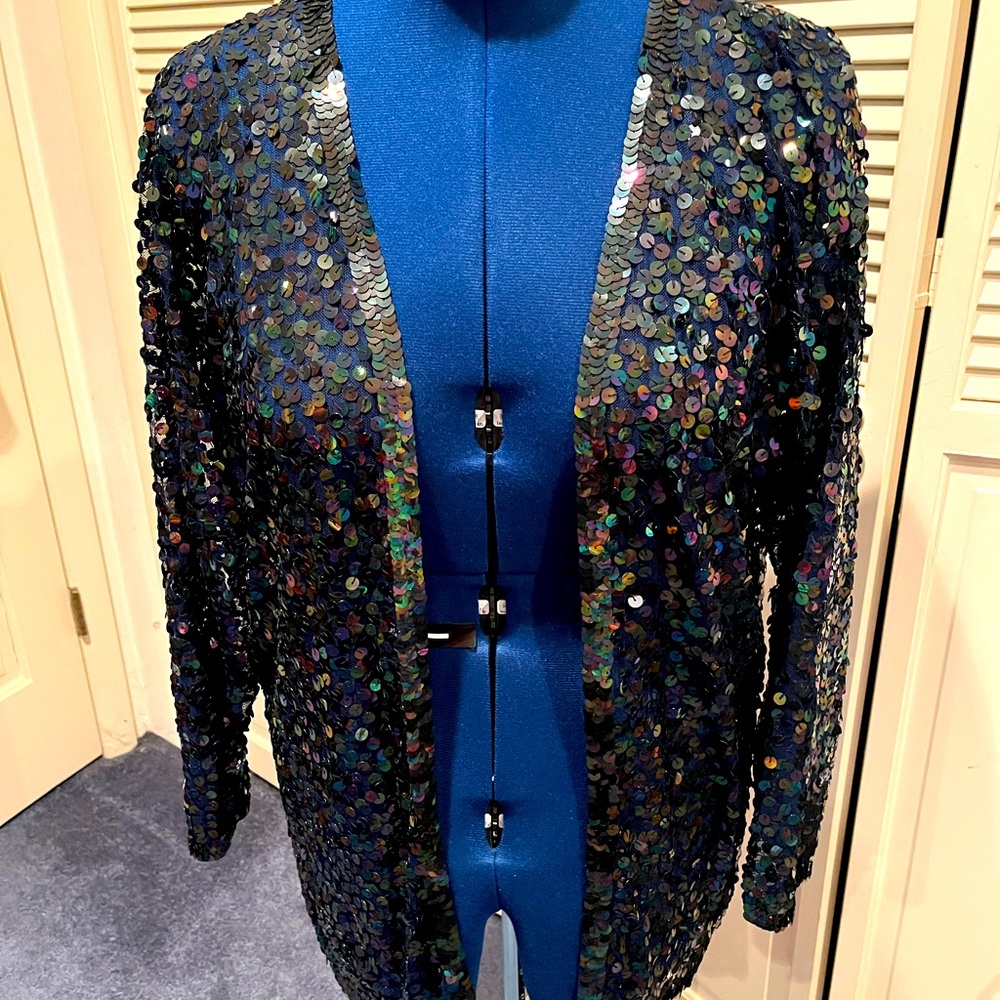 Sequined navy blazer size large
